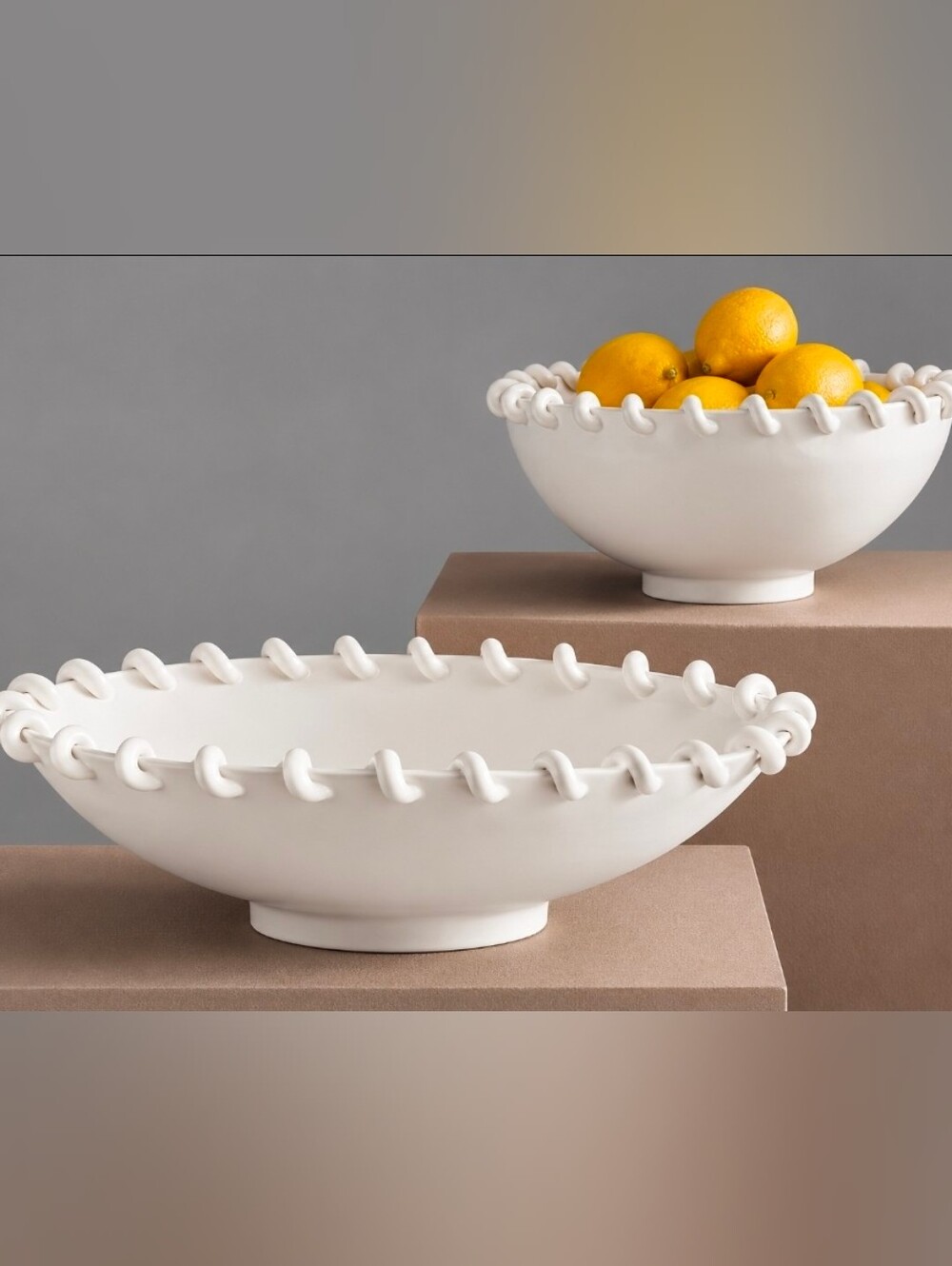 Jonathan Adler Rivoli Oval Bowl White Sculptural Ceramic Centerpiece